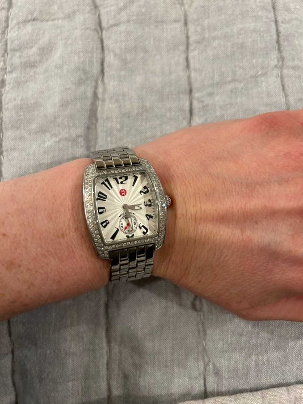Michele Silver mini urban Diamond-Accent Stainless Steel Watch